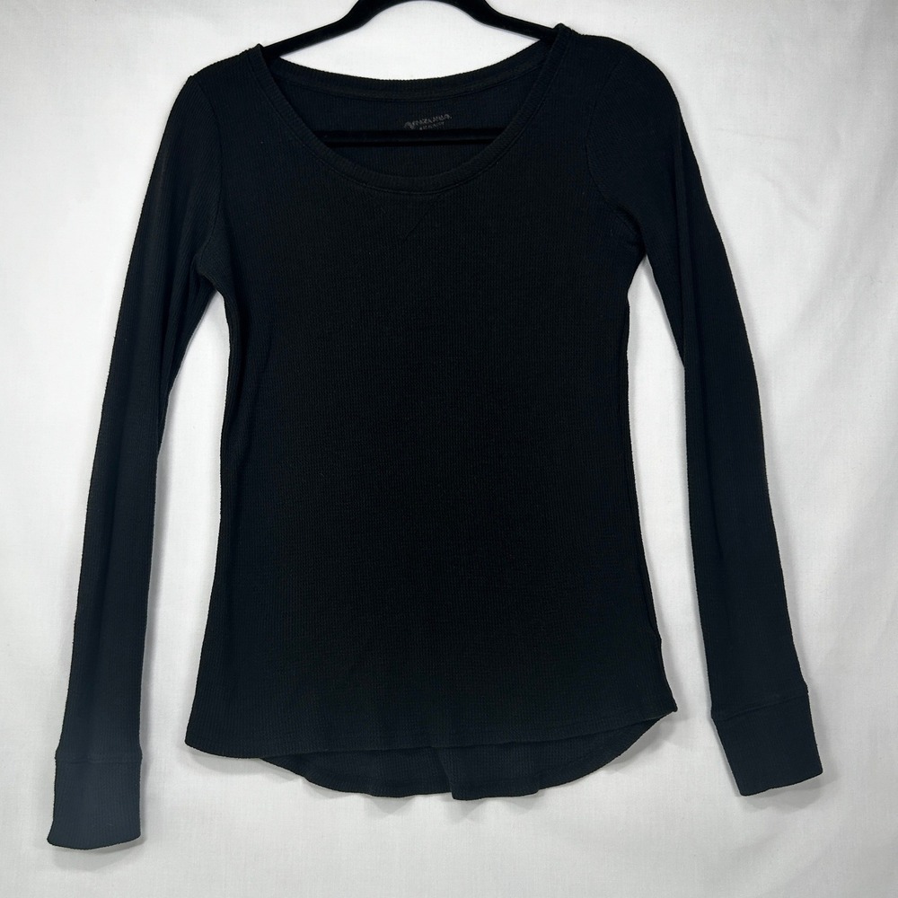 Arizona Jean Co. Black Thermal Waffle Knit Long Sleeve Top Woman Medium